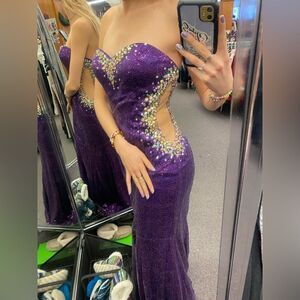 🛍️ NOLB Ladies 8 Purple Sequin Dress - Strapless